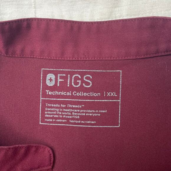 Figs Rafaela Oversized Scrub Top Burgundy Red XXL PO 1618 - Picture 3 of 3